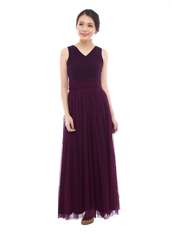Vera Maxi Tulle Dress in Imperial Purple